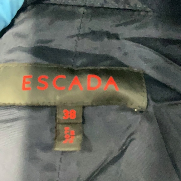 Escada Size EU 38 / US 8 Wool blazer Navy Blue Brown Buttons jacket - Picture 6 of 11